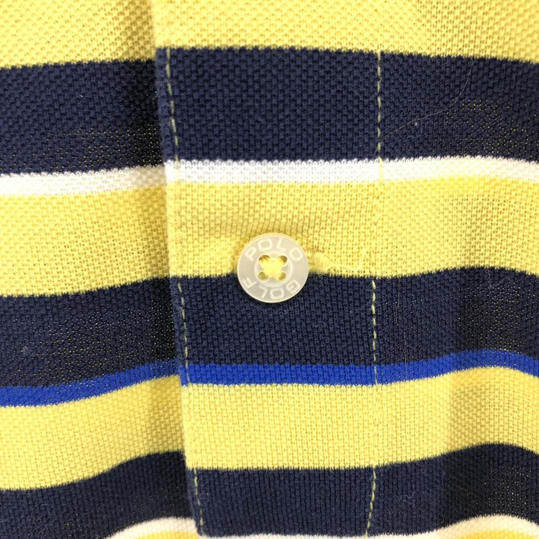 Ralph Lauren POLO GOLF Polo Golf short sleeve striped polo shirt men's size M Pima Cotton yellow type Vintage Second Hand