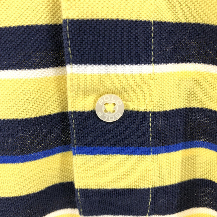 Ralph Lauren POLO GOLF Polo Golf short sleeve striped polo shirt men's size M Pima Cotton yellow type Vintage Second Hand
