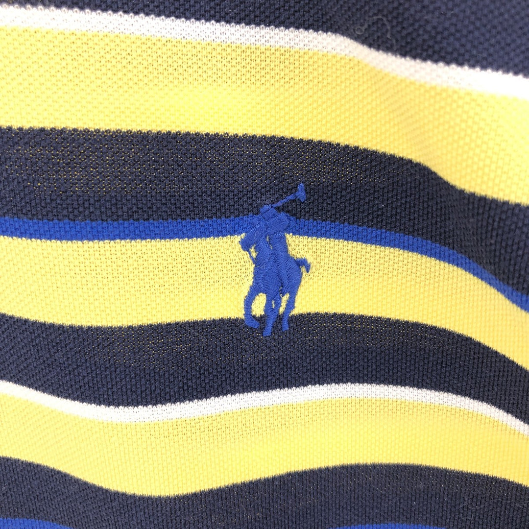 Ralph Lauren POLO GOLF Polo Golf short sleeve striped polo shirt men's size M Pima Cotton yellow type Vintage Second Hand