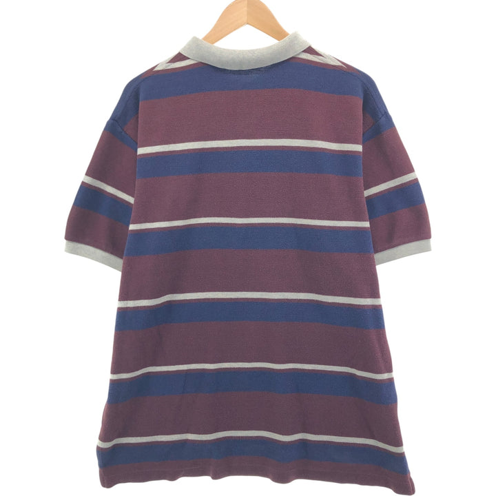 Ralph Lauren POLO by Ralph Lauren Multi-border short sleeve striped polo shirt Men's XL size cotton wine-red Vintage Second Hand