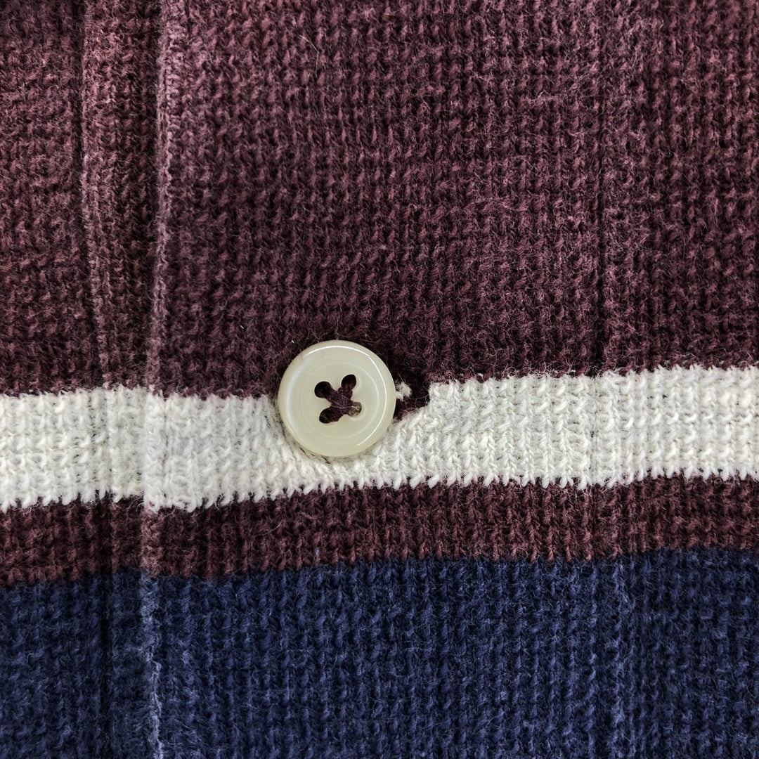 Ralph Lauren POLO by Ralph Lauren Multi-border short sleeve striped polo shirt Men's XL size cotton wine-red Vintage Second Hand