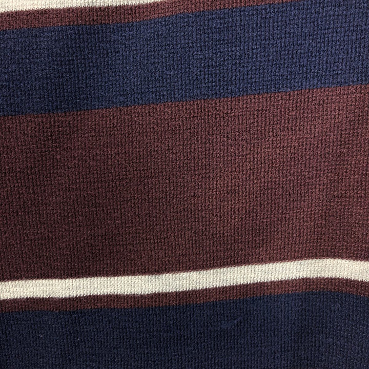Ralph Lauren POLO by Ralph Lauren Multi-border short sleeve striped polo shirt Men's XL size cotton wine-red Vintage Second Hand