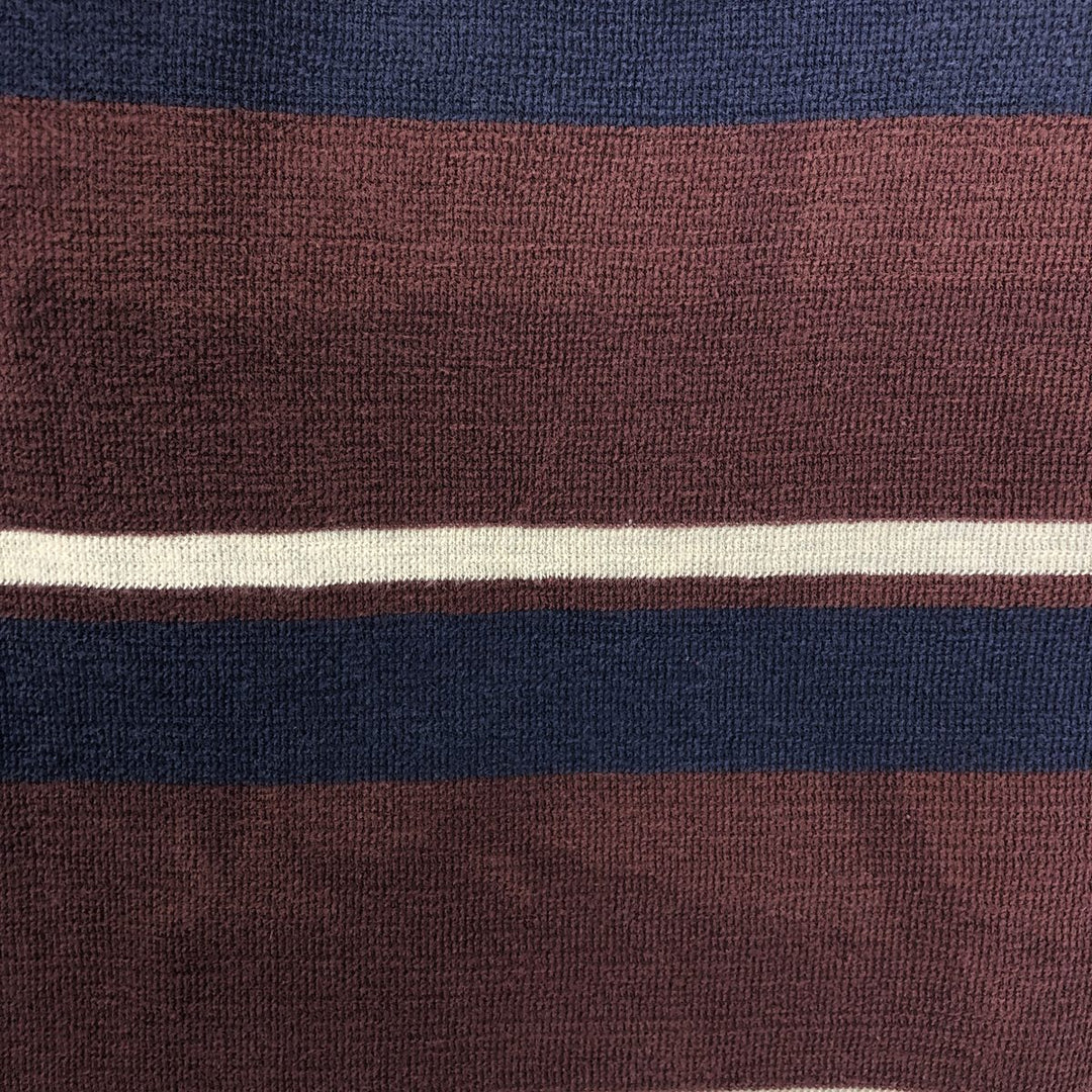 Ralph Lauren POLO by Ralph Lauren Multi-border short sleeve striped polo shirt Men's XL size cotton wine-red Vintage Second Hand