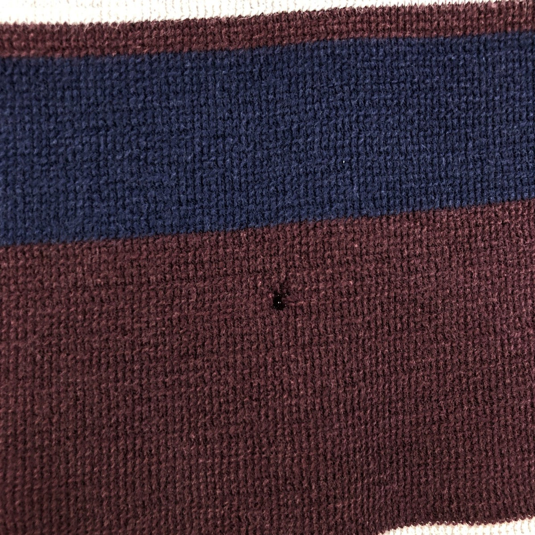 Ralph Lauren POLO by Ralph Lauren Multi-border short sleeve striped polo shirt Men's XL size cotton wine-red Vintage Second Hand
