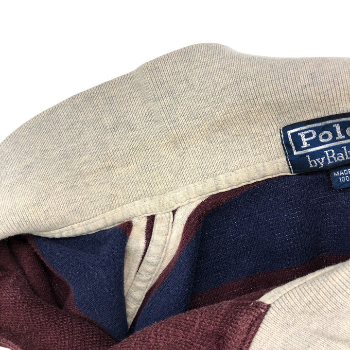 Ralph Lauren POLO by Ralph Lauren Multi-border short sleeve striped polo shirt Men's XL size cotton wine-red Vintage Second Hand