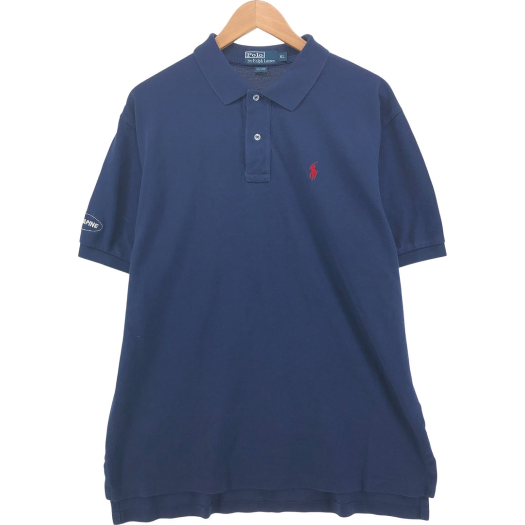 Ralph Lauren POLO by Ralph Lauren short sleeve polo shirt, men's XL size cotton navy blue type Vintage Second Hand