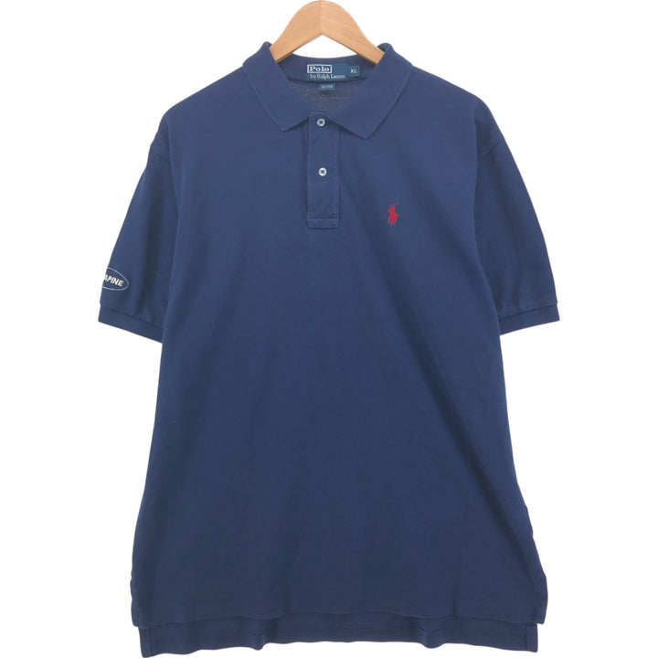 Ralph Lauren POLO by Ralph Lauren short sleeve polo shirt, men's XL size cotton navy blue type Vintage Second Hand