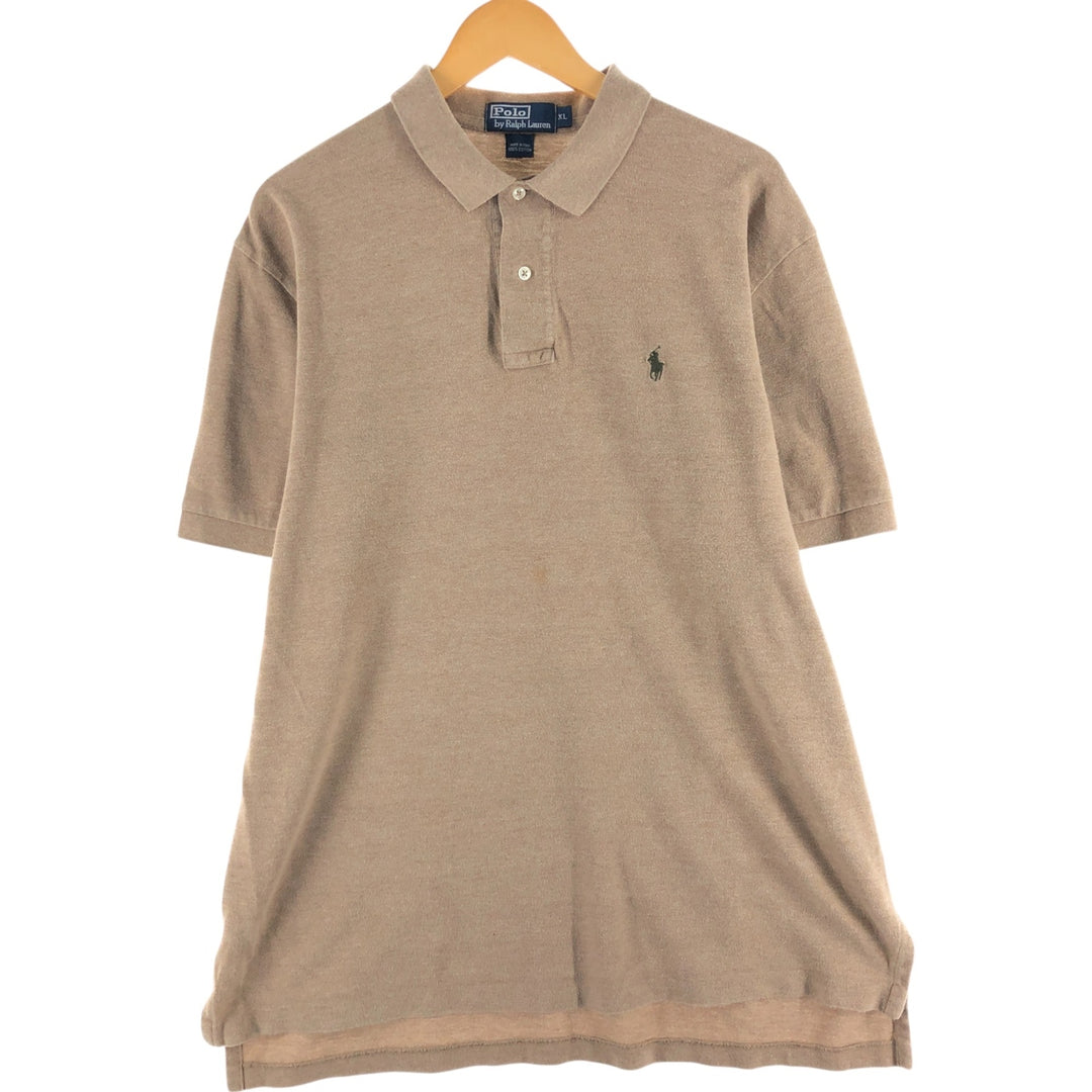 Ralph Lauren POLO by Ralph Lauren short sleeve polo shirt, men's XL size cotton Khaki type beige Vintage Second Hand