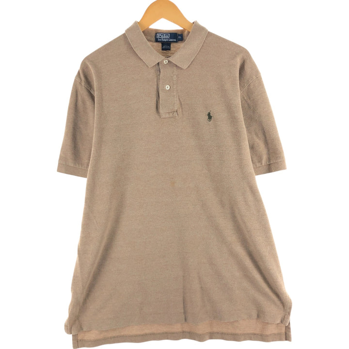 Ralph Lauren POLO by Ralph Lauren short sleeve polo shirt, men's XL size cotton Khaki type beige Vintage Second Hand