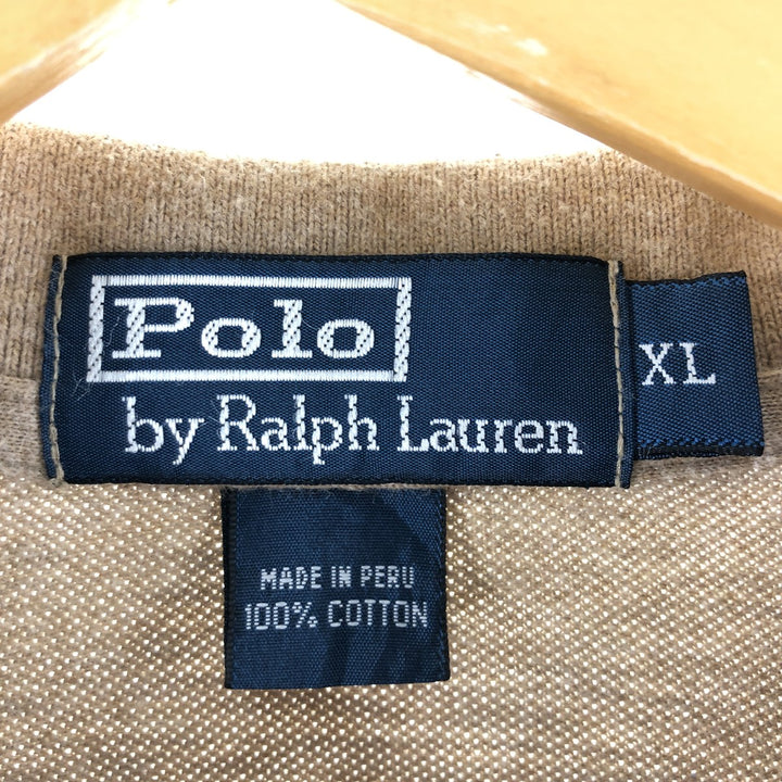 Ralph Lauren POLO by Ralph Lauren short sleeve polo shirt, men's XL size cotton Khaki type beige Vintage Second Hand