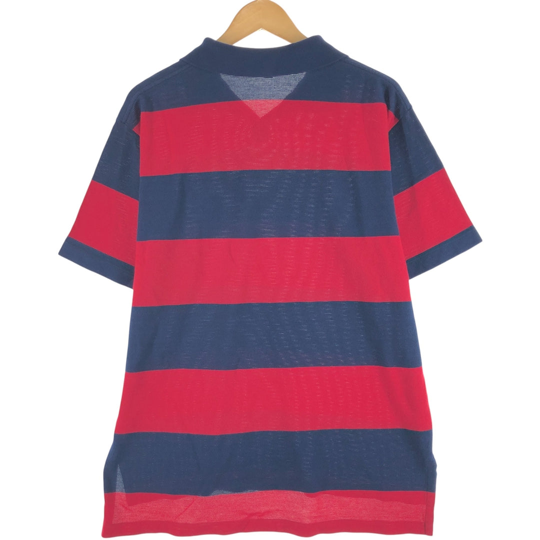 Ralph Lauren POLO GOLF Polo Golf open collar short sleeve striped polo shirt men's size L cotton red type Vintage Second Hand