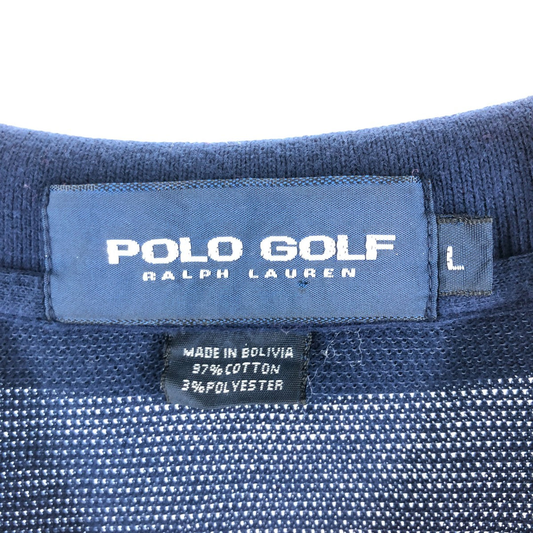 Ralph Lauren POLO GOLF Polo Golf open collar short sleeve striped polo shirt men's size L cotton red type Vintage Second Hand