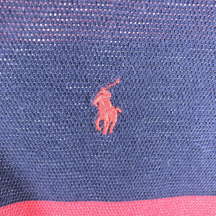 Ralph Lauren POLO GOLF Polo Golf open collar short sleeve striped polo shirt men's size L cotton red type Vintage Second Hand