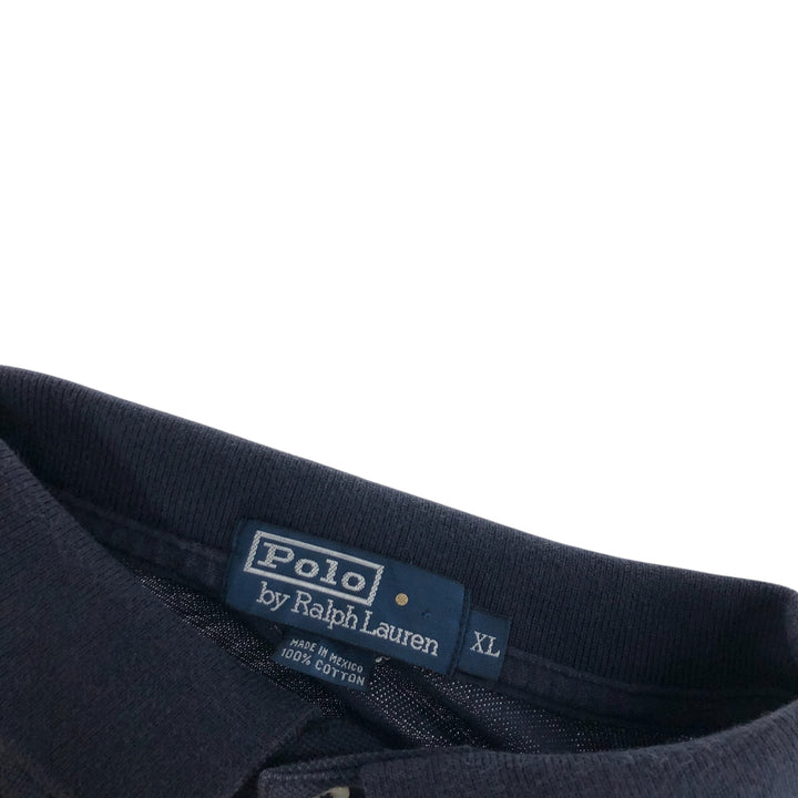 Ralph Lauren POLO by Ralph Lauren short sleeve polo shirt, men's XL size cotton navy blue type Vintage Second Hand