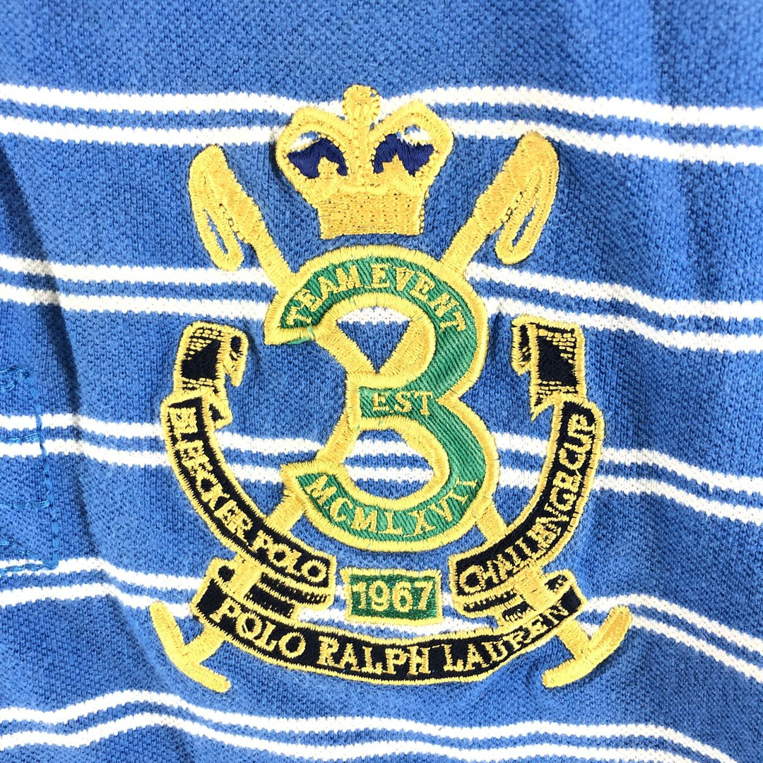 Ralph Lauren POLO by Ralph Lauren short sleeve striped polo shirt, men's size L cotton Blue type light blue Vintage Second Hand
