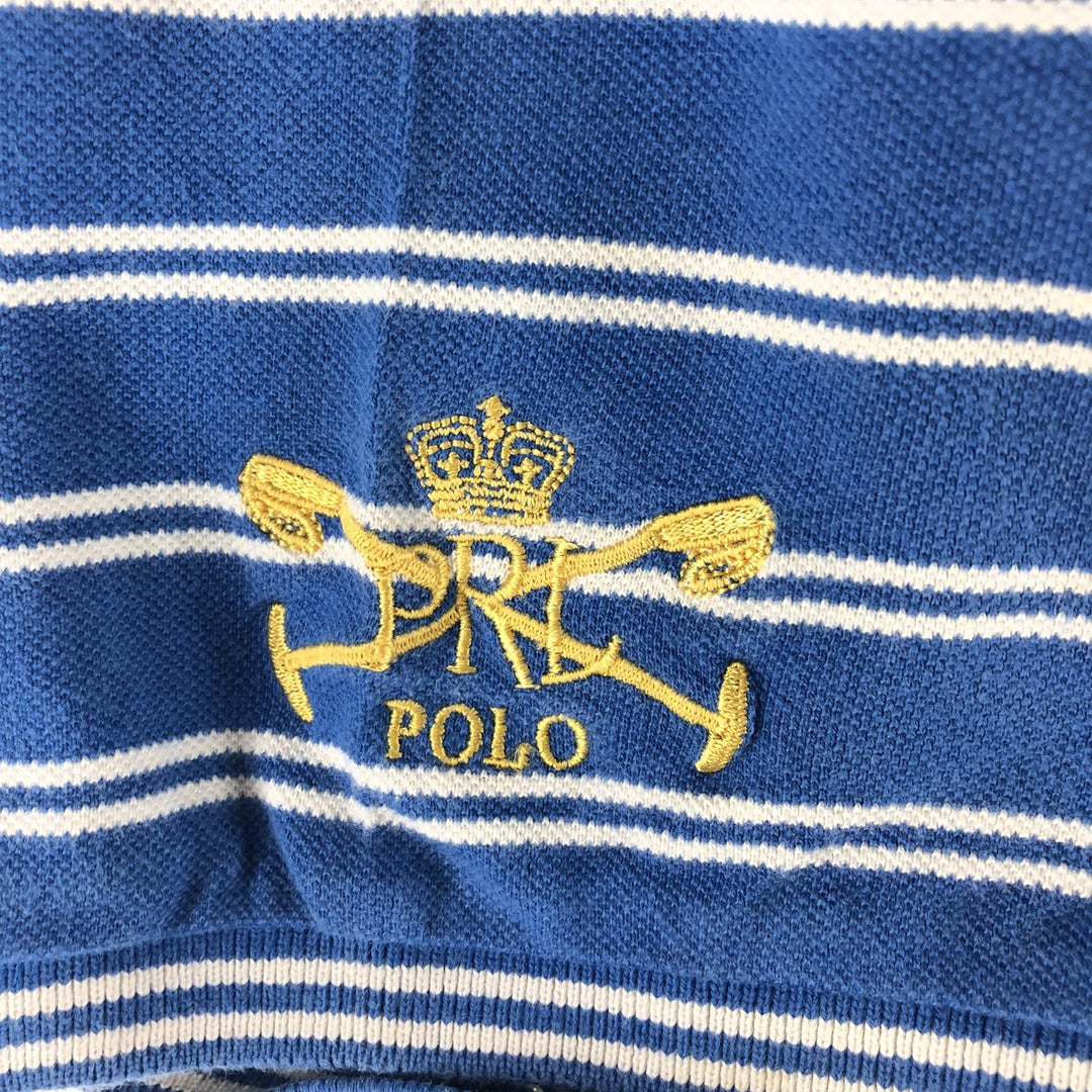 Ralph Lauren POLO by Ralph Lauren short sleeve striped polo shirt, men's size L cotton Blue type light blue Vintage Second Hand