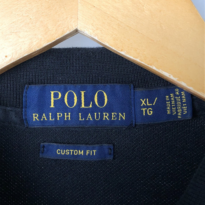 Ralph Lauren POLO RALPH LAUREN CUSTOM FIT short sleeve polo shirt men's XL equivalent cotton black type Vintage Second Hand