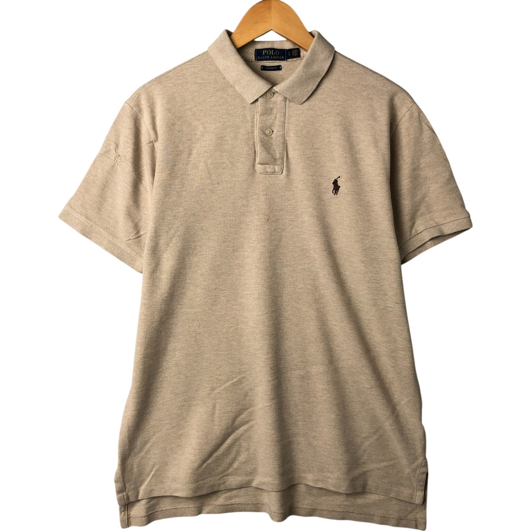 Ralph Lauren POLO RALPH LAUREN CUSTOM FIT short sleeve polo shirt men's size L cotton Beige type Vintage Second Hand