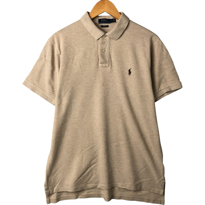 Ralph Lauren POLO RALPH LAUREN CUSTOM FIT short sleeve polo shirt men's size L cotton Beige type Vintage Second Hand