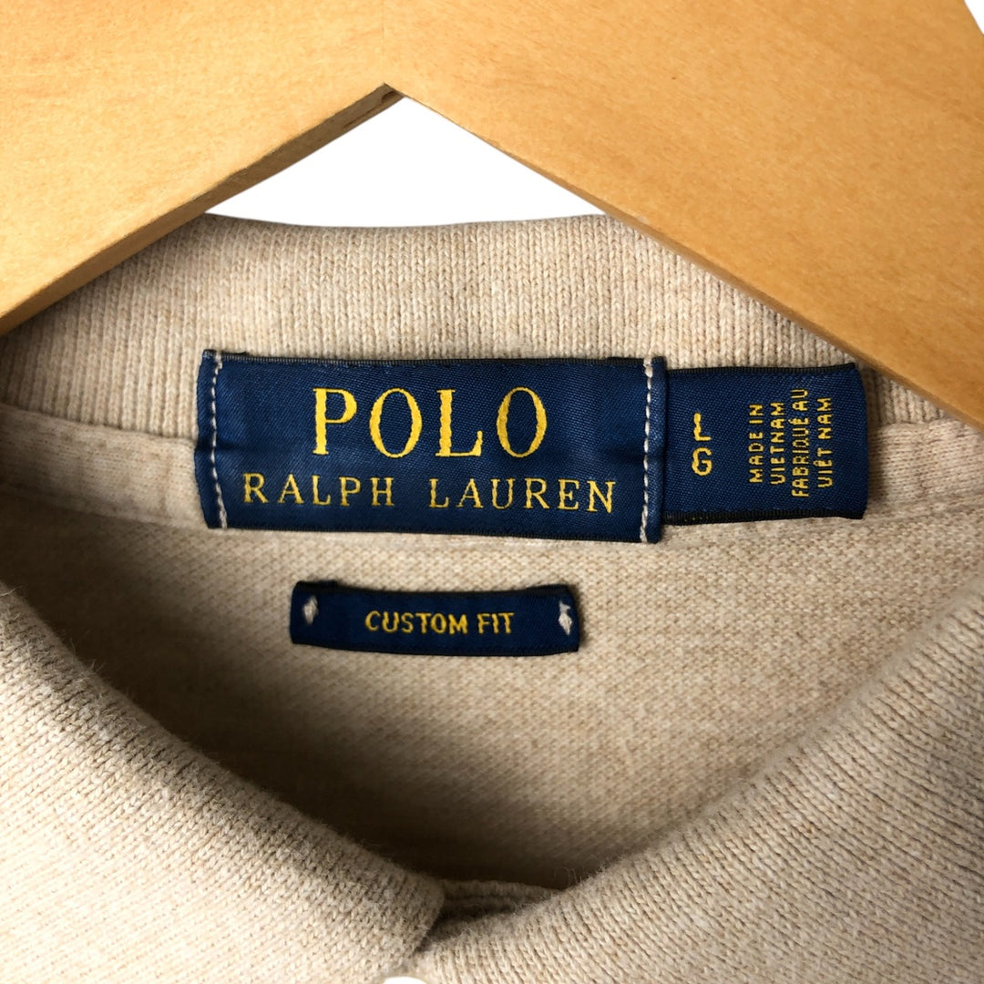Ralph Lauren POLO RALPH LAUREN CUSTOM FIT short sleeve polo shirt men's size L cotton Beige type Vintage Second Hand