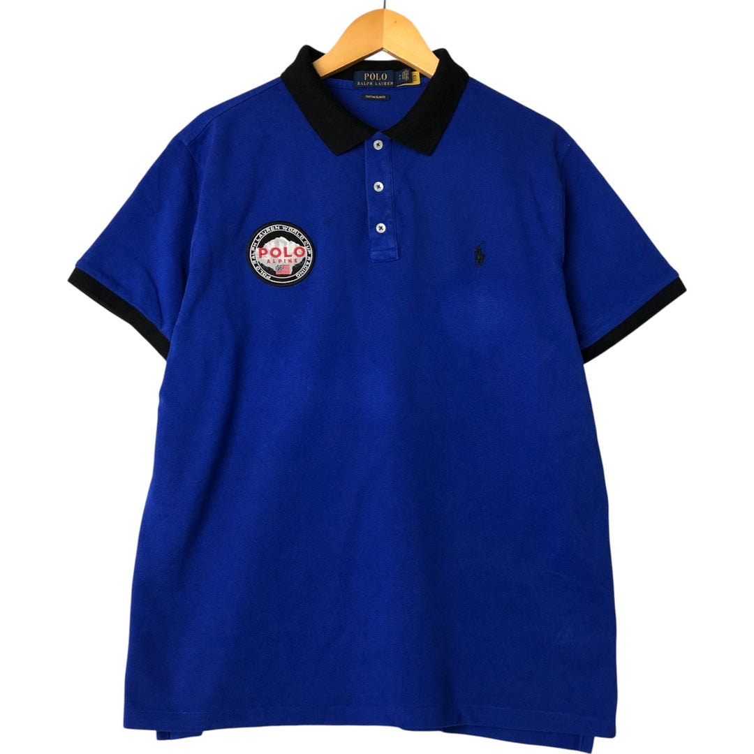 Ralph Lauren POLO RALPH LAUREN CUSTOM SLIM FIT short sleeve polo shirt men's XL equivalent cotton blue type Vintage Second Hand