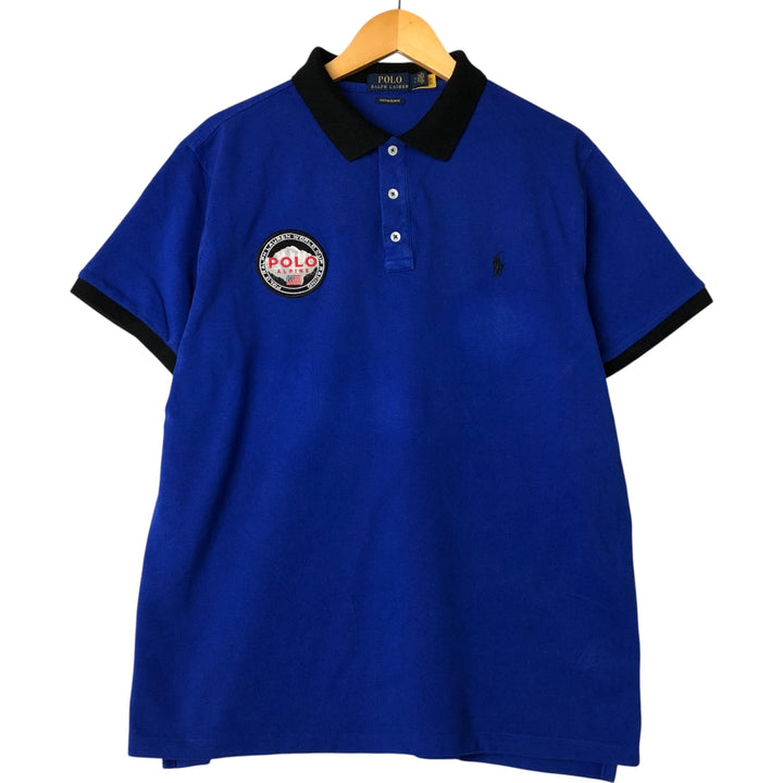 Ralph Lauren POLO RALPH LAUREN CUSTOM SLIM FIT short sleeve polo shirt men's XL equivalent cotton blue type Vintage Second Hand
