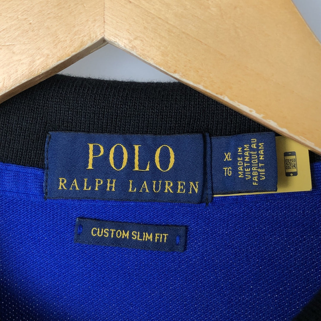 Ralph Lauren POLO RALPH LAUREN CUSTOM SLIM FIT short sleeve polo shirt men's XL equivalent cotton blue type Vintage Second Hand