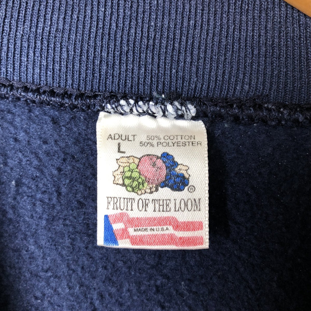 90'S Fruit of the Loom College Sweatshirt, Made in USA, Men's Size L, Vintage cotton navy blue type Vintage Second Hand