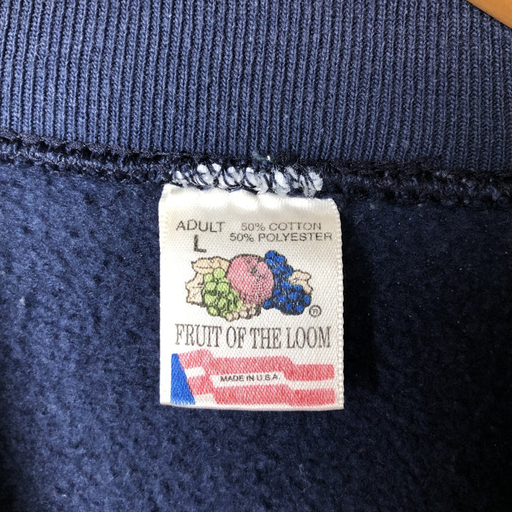 90'S Fruit of the Loom College Sweatshirt, Made in USA, Men's Size L, Vintage cotton navy blue type Vintage Second Hand