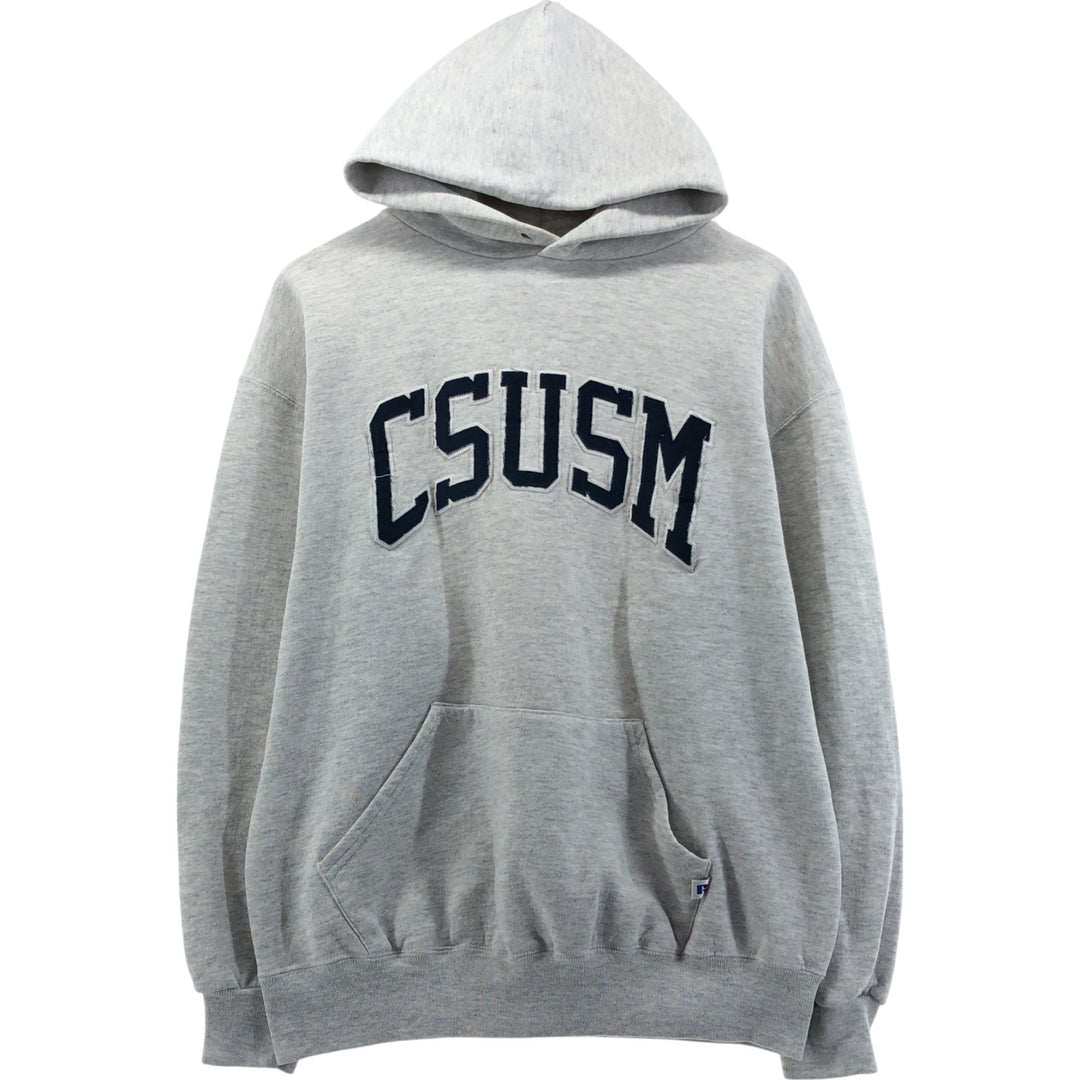 90'S Russell College Sweatshirt Pullover Hoodie Made in USA Men's L Size Vintage cotton gray type Vintage Second Hand