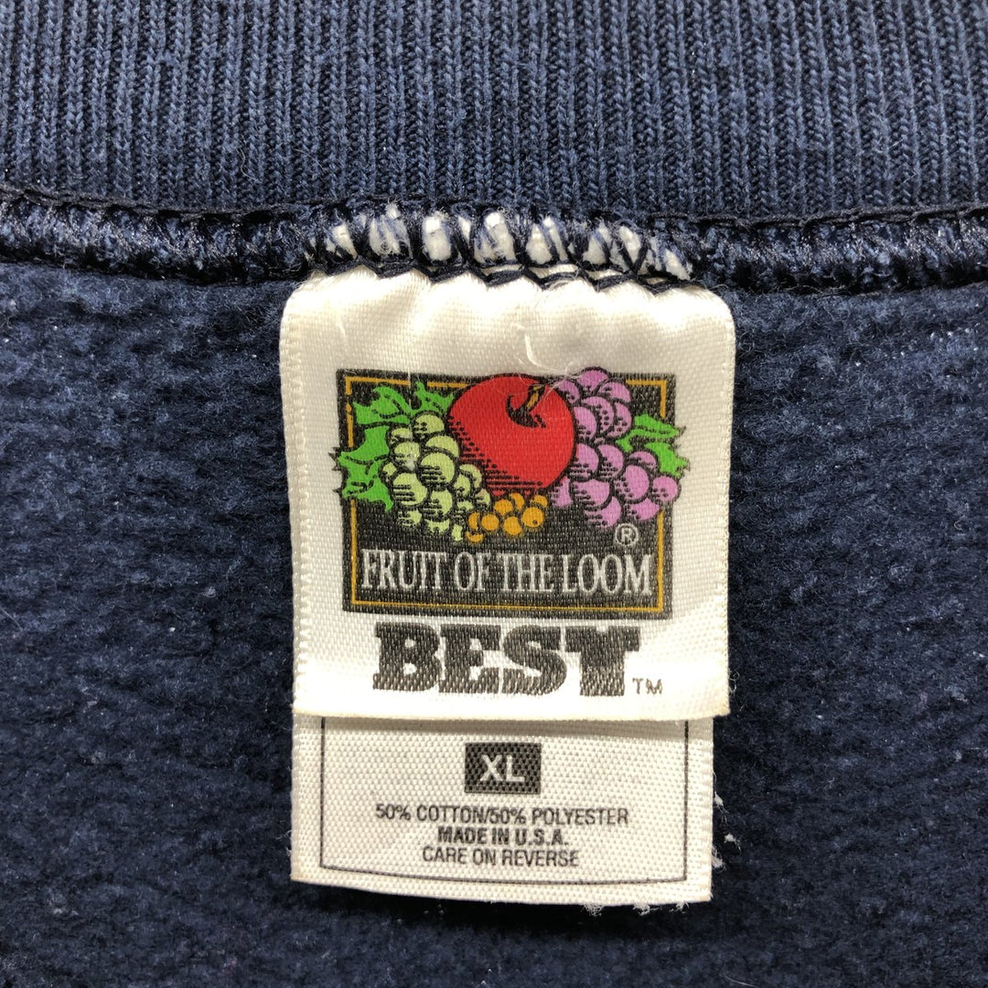 90'S Fruit of the Loom SUBJECT TO MOOD SWINGS Character Sweatshirt Trainer Made in USA Men's XL cotton navy blue type Vintage Second Hand