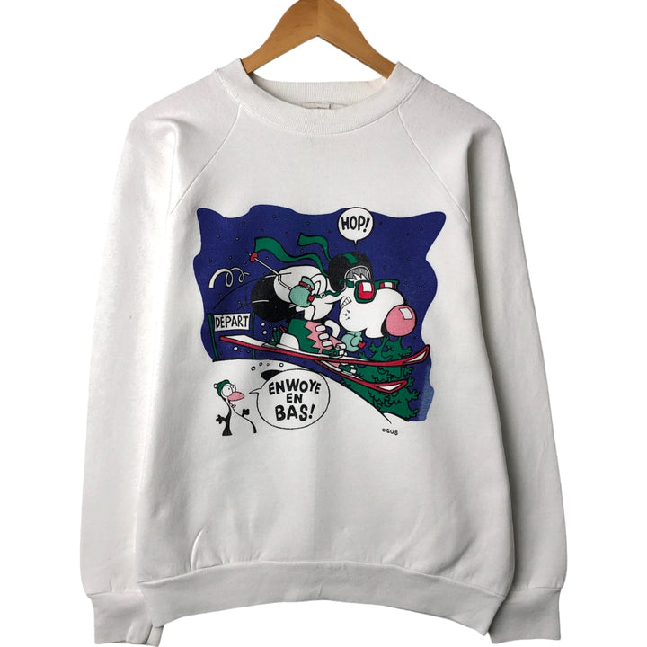 Vintage 90'S Fruit of the Loom print sweatshirt, made in Canada, size L, men's cotton white type Vintage Second Hand
