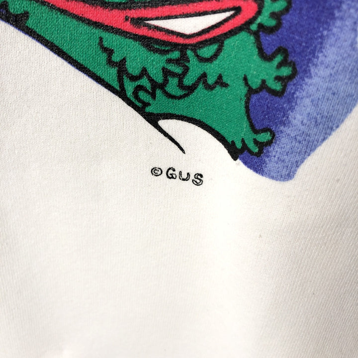 Vintage 90'S Fruit of the Loom print sweatshirt, made in Canada, size L, men's cotton white type Vintage Second Hand