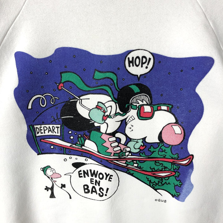 Vintage 90'S Fruit of the Loom print sweatshirt, made in Canada, size L, men's cotton white type Vintage Second Hand