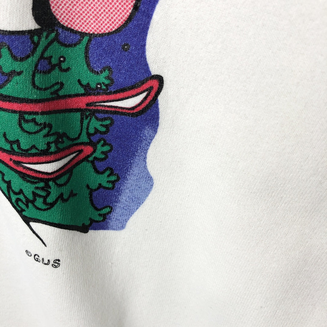 Vintage 90'S Fruit of the Loom print sweatshirt, made in Canada, size L, men's cotton white type Vintage Second Hand