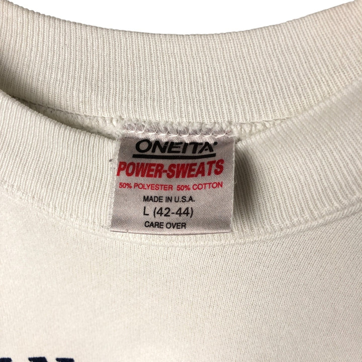 Vintage 90'S Fruit of the Loom POWER-SWEATS printed sweatshirt, made in the USA, size L, men's cotton white type Vintage Second Hand