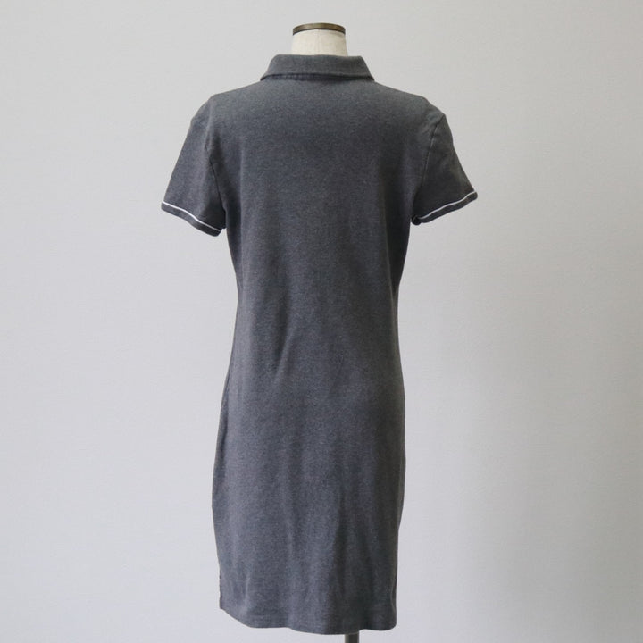 Tommy Hilfiger V-neck collared half-length short-sleeve polo shirt dress for women, size L cotton gray type Vintage Second Hand
