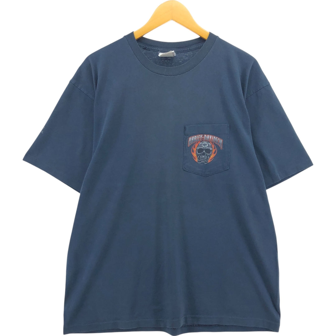 00'S Harley-Davidson Motorcycle Bike T-shirt Made in USA Men's XL cotton navy blue type Vintage Second Hand
