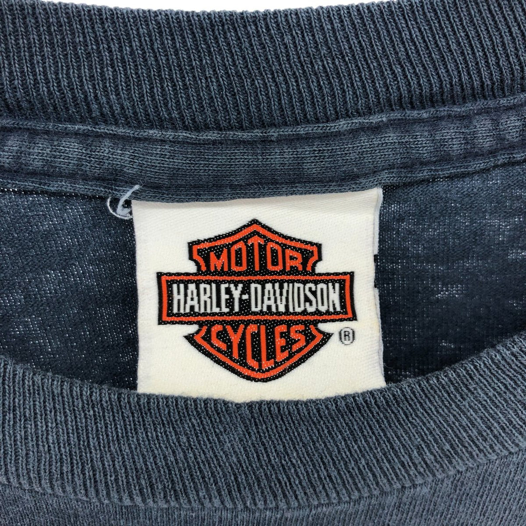 00'S Harley-Davidson Motorcycle Bike T-shirt Made in USA Men's XL cotton navy blue type Vintage Second Hand