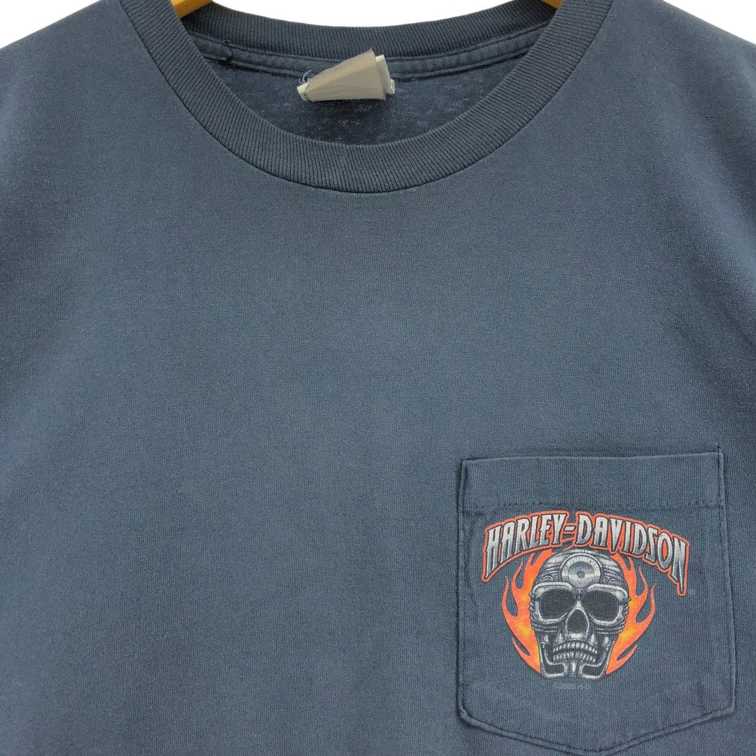 00'S Harley-Davidson Motorcycle Bike T-shirt Made in USA Men's XL cotton navy blue type Vintage Second Hand