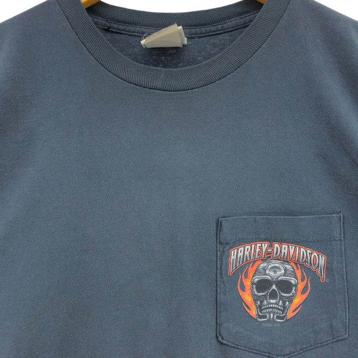 00'S Harley-Davidson Motorcycle Bike T-shirt Made in USA Men's XL cotton navy blue type Vintage Second Hand