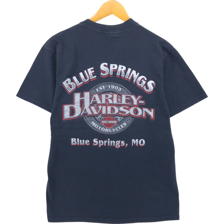 00'S Harley-Davidson Motorcycle Bike T-shirt Made in USA Men's M size cotton black type Vintage Second Hand