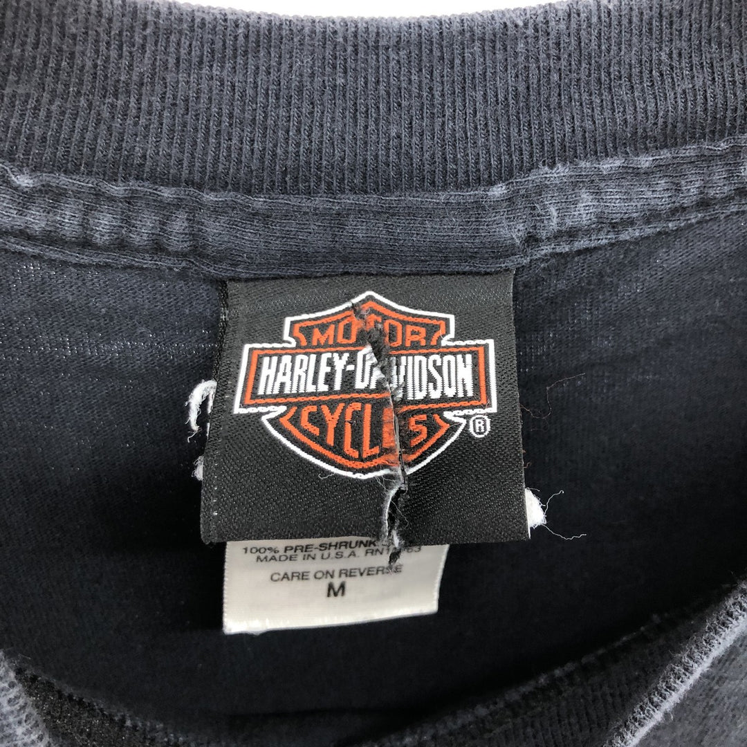 00'S Harley-Davidson Motorcycle Bike T-shirt Made in USA Men's M size cotton black type Vintage Second Hand