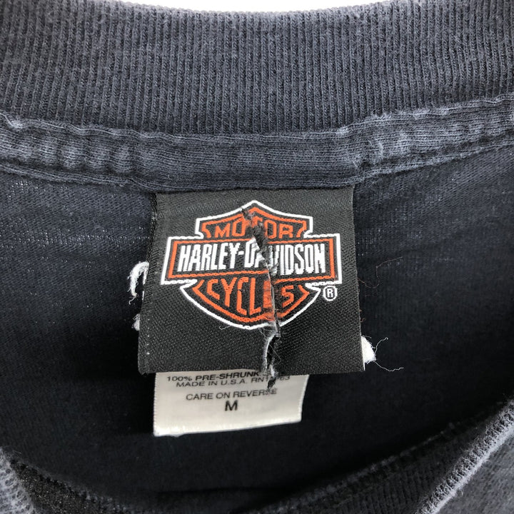 00'S Harley-Davidson Motorcycle Bike T-shirt Made in USA Men's M size cotton black type Vintage Second Hand