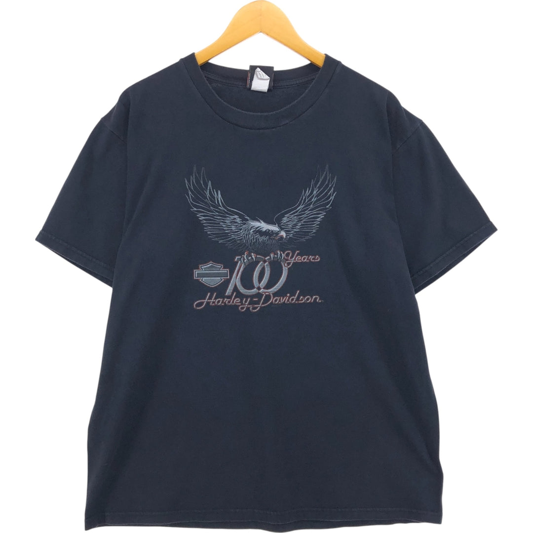 00'S Harley-Davidson Motorcycle Bike T-shirt Made in USA Men's XL cotton black type Vintage Second Hand