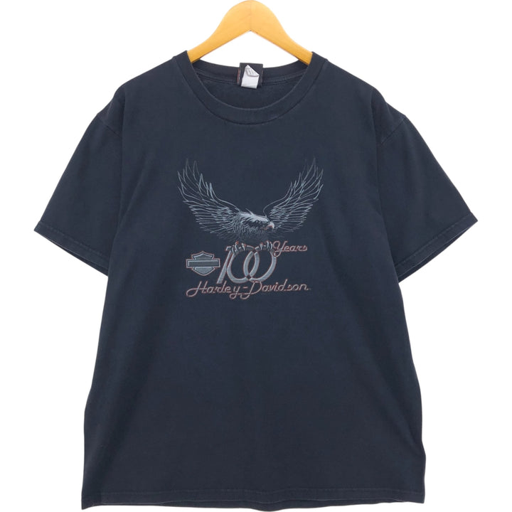 00'S Harley-Davidson Motorcycle Bike T-shirt Made in USA Men's XL cotton black type Vintage Second Hand