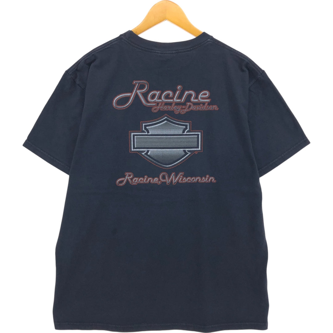 00'S Harley-Davidson Motorcycle Bike T-shirt Made in USA Men's XL cotton black type Vintage Second Hand