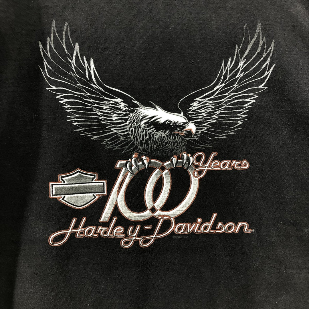 00'S Harley-Davidson Motorcycle Bike T-shirt Made in USA Men's XL cotton black type Vintage Second Hand