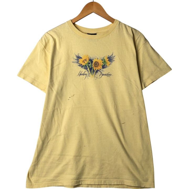 00'S Harley-Davidson Motorcycle Bike T-shirt Made in USA Men's XL cotton yellow type Vintage Second Hand
