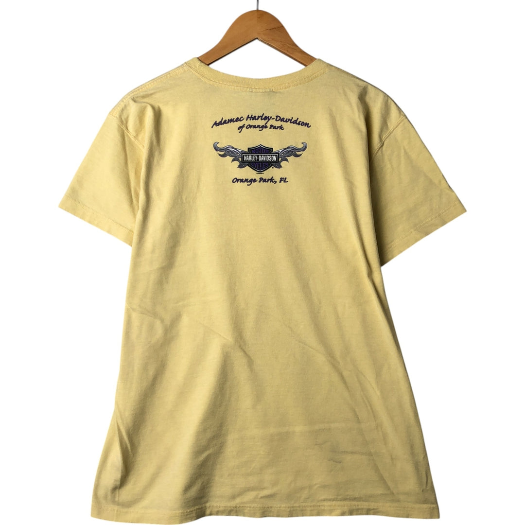 00'S Harley-Davidson Motorcycle Bike T-shirt Made in USA Men's XL cotton yellow type Vintage Second Hand